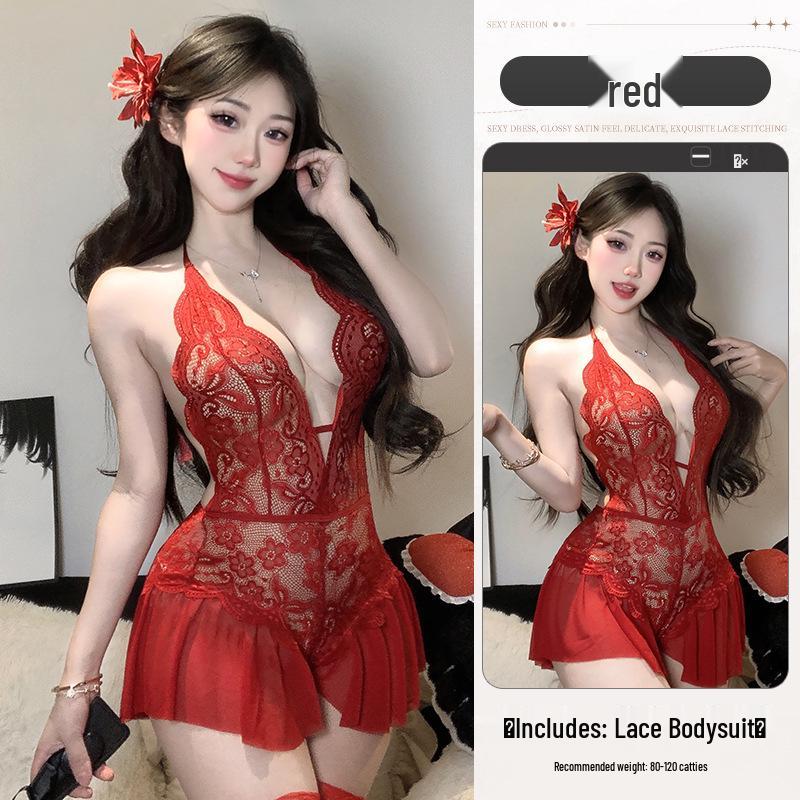 Pure Desire Lace Open-Crotch One-Piece Sleepwear - Stimulating Lingerie for Small Chest