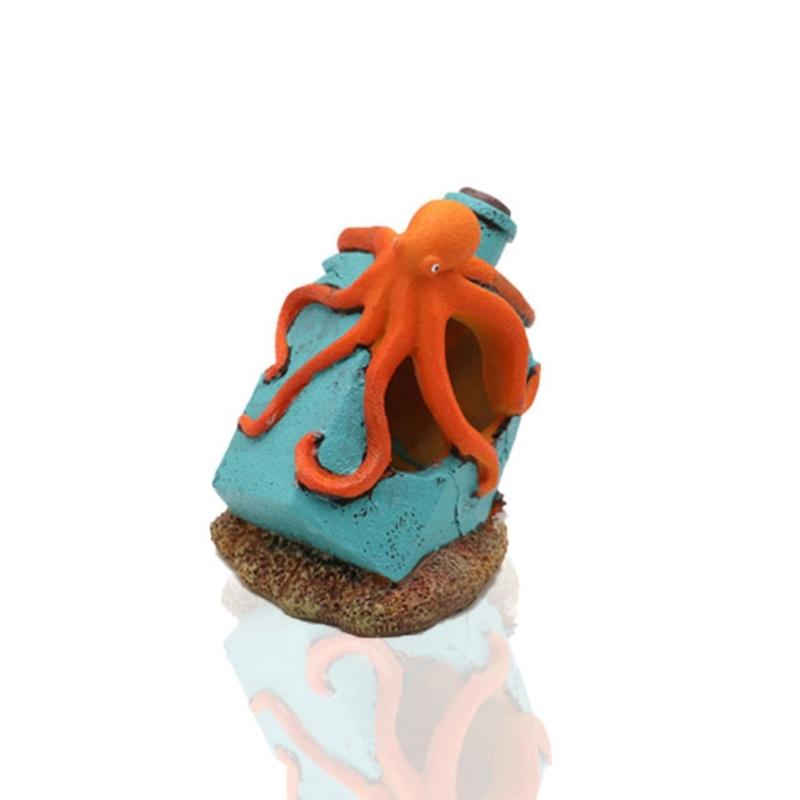 Drifting Bottle Octopuses Aquascaping Stone For Fish Tanks Resin Decorations Safe Lightweight Design
