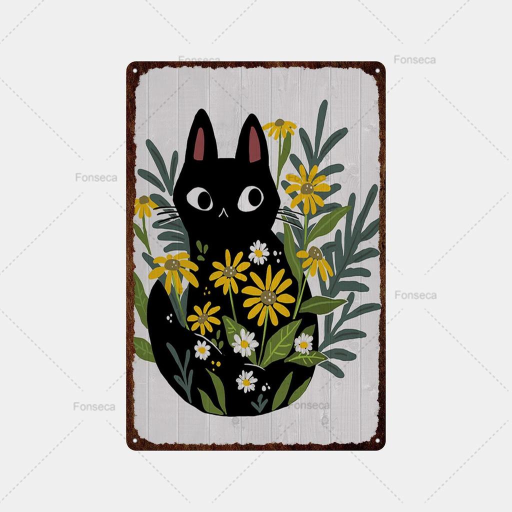Coole schwarze Katze Metallschild Blechschild Metall Retro Bar Wanddekoration Bar Club Loch Metallplakat