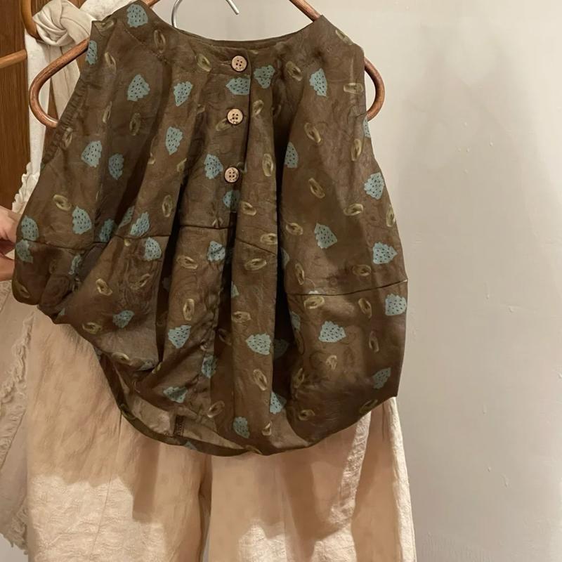 Stylish Korean Girls Summer Outfit Floral Sleeveless Top And Beige Pants Set For Kids Floral Top,90cm/35.43in