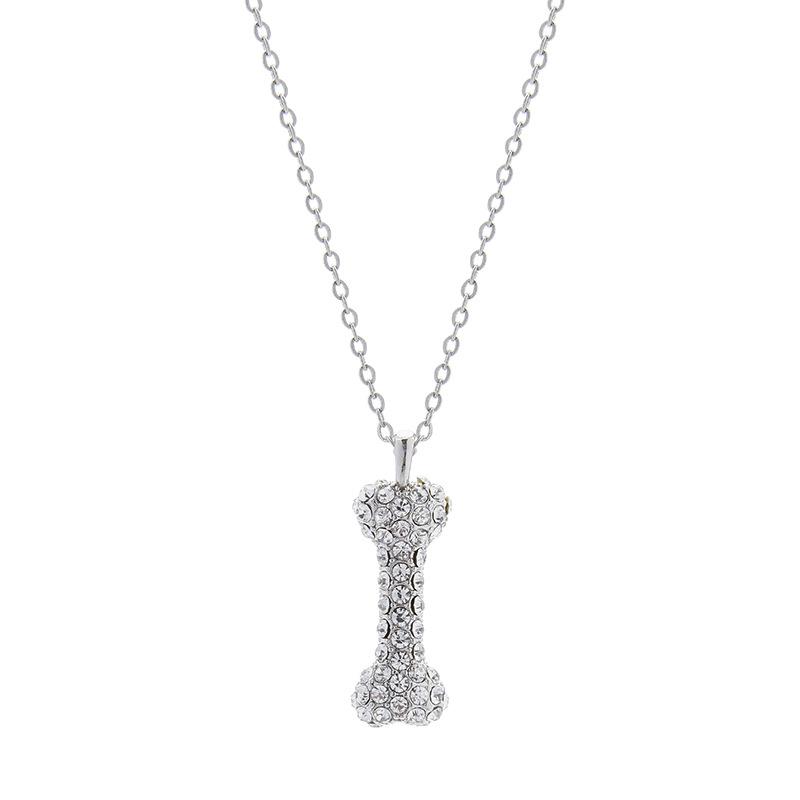 

Couples Titanium Fashionable Steel Necklace Featuring Dazzling Diamond Design Pendant Bone Necklace