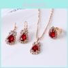 High-end European And American Style Alloy Water Drop Rhinestone Necklace Earrings Ring Set Wholesale