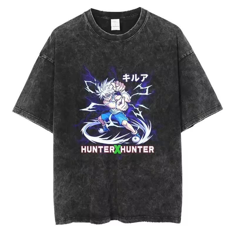 Killua Zoldyck Hunter X Hunter Manga Graphic Tshirt Men Women Clothes Oversized Washed Cotton Tshirt Short Sleeve Tees Tops