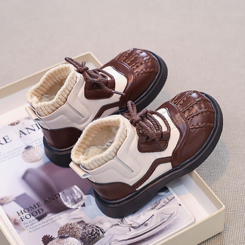 Dívčí sametové kotníkové boty Dětské módní boty v britském stylu Dívčí super měkké zimní boty