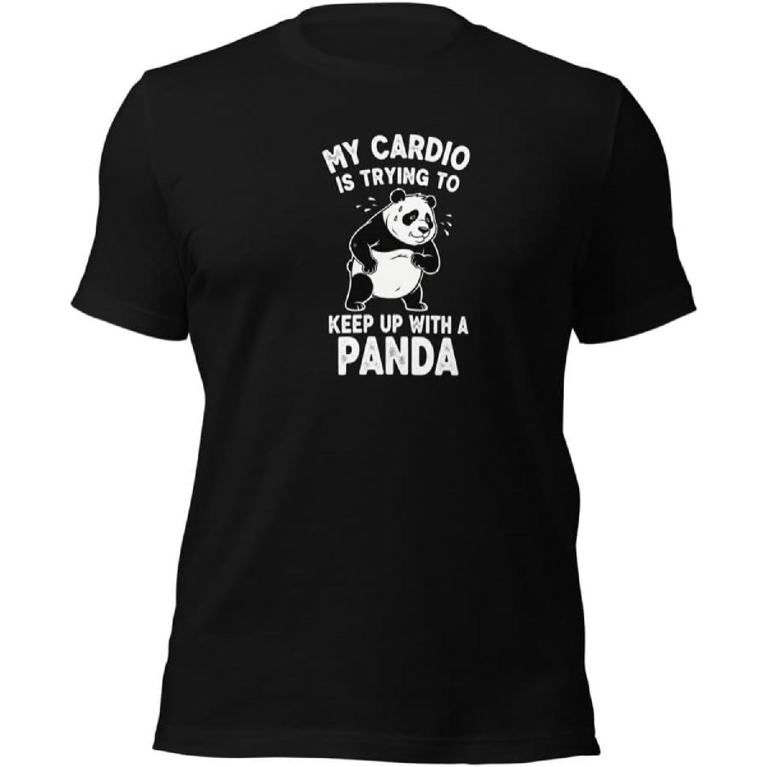 Panda Cardio T-Shirt _ Funny Animal Workout Shirt _ Cute Panda Lover Gift _ Unisex Graphic Tee S