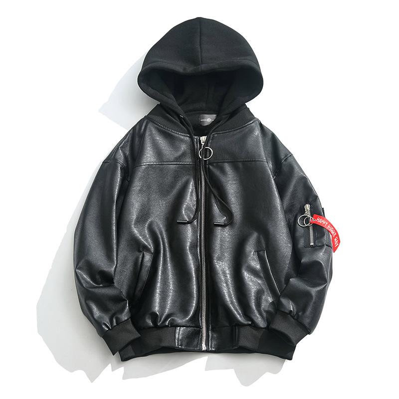 Trendy Handsome Loose Leather Jacket Men's Locomotive Clothing Pilot Leather Jacket Student Spring and Autumn Trend Jacket