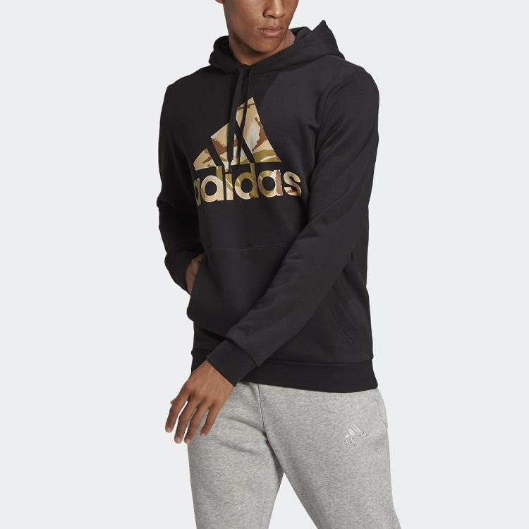 Adidas Camo Hd Logo Print Sports Hoodie Men Tops Black GL0019