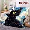 Cat art 2D Flat Pattern Flannel Blanket High quality All Seasons Warmth and Comfort Perfect for Christmas Gifts.