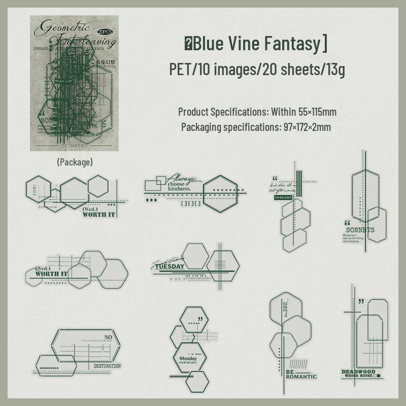 Ketchup Girl Geometric Lines PET Sticker: DIY Journal & Collage Decoration Series