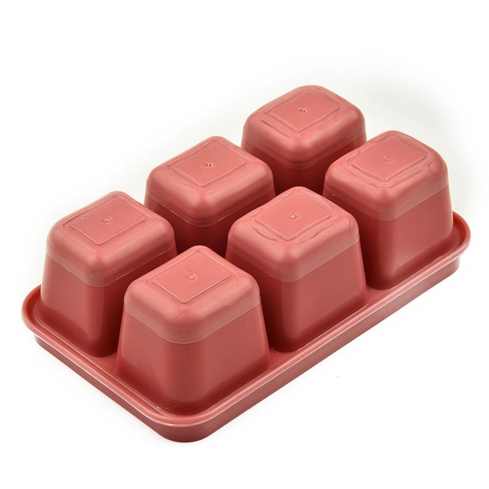 Hassle Ice Cube Maker with 6 Grid Ice Tray and Lid Silicone Ice Cube Box
