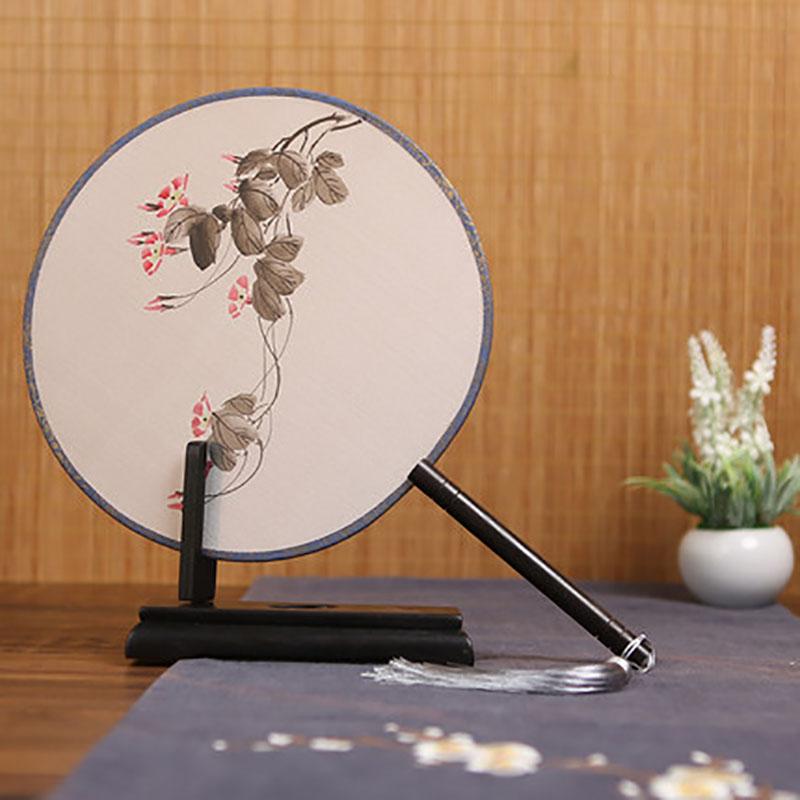 Suzhou-Double-sided Embroidery Hand Held Fan, Round Circular, Hand-embroidered Dance Silk Fan, Chinese Style Gifts, Hanfu Home
