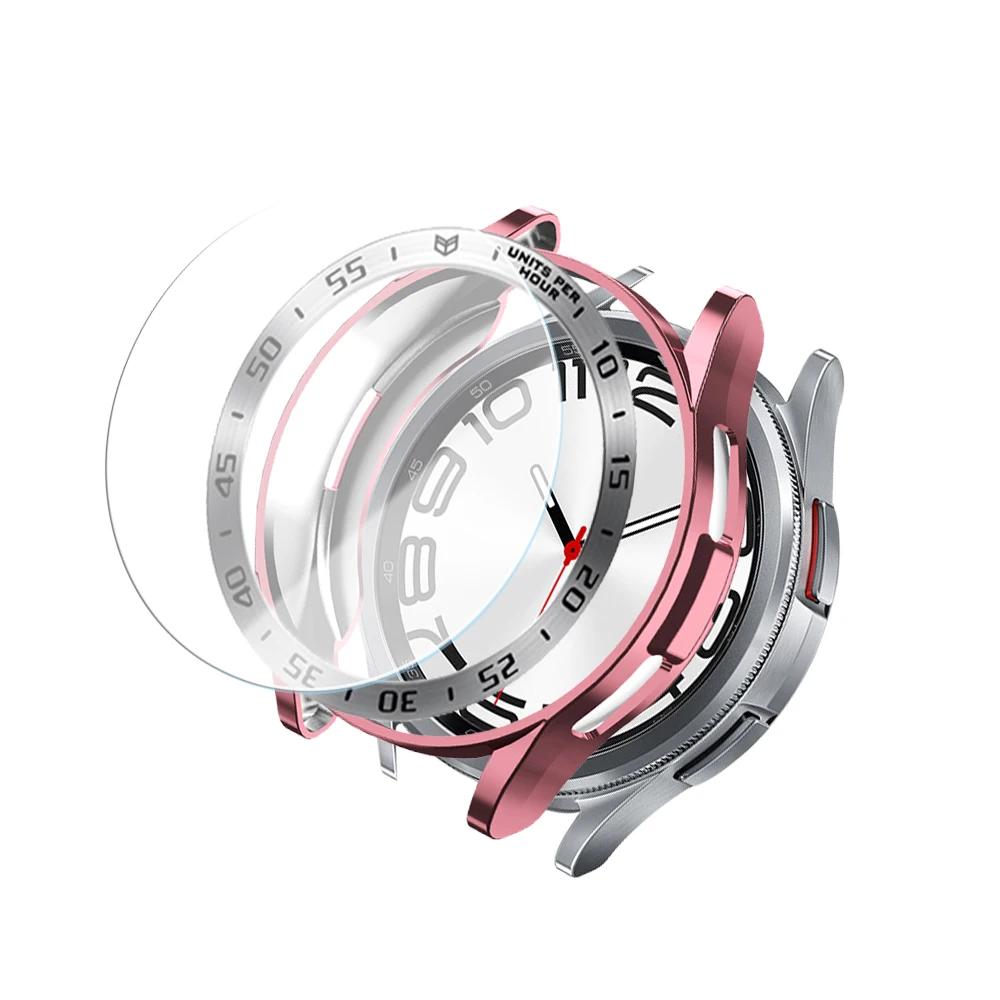 Tempered Glass+Bezel+Case for Samsung Watch 6 Classic 43mm 47mm Cover TPU Bumper All-Around Protector Clear Scratch Screen Shell