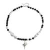 Vintage Beaded Crossed Star Necklace for Women Fashion Aesthetic Y2k Jewelry