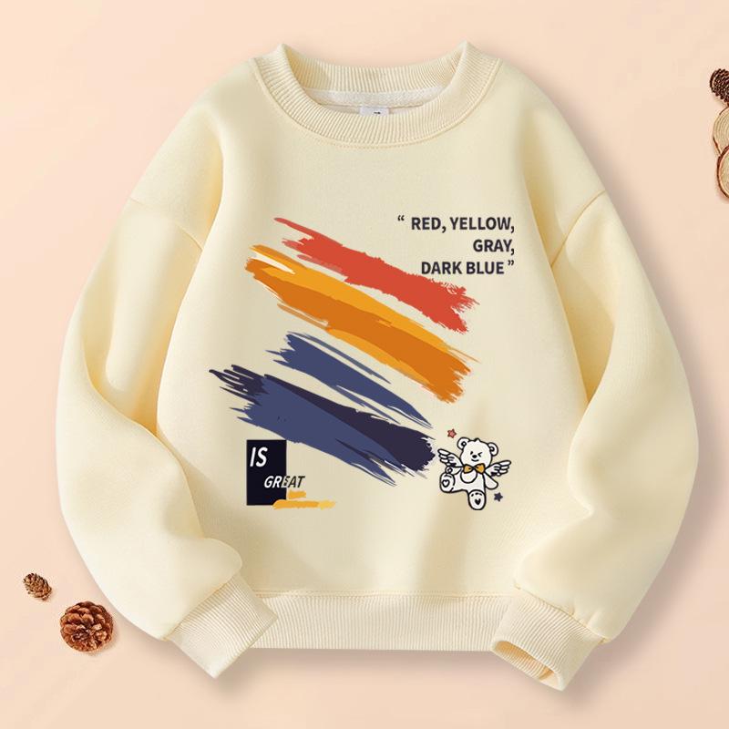 

2025 Spring/Autumn Boys Korean Style Graffiti Long-Sleeve T-Shirt & Sweatshirt 140 cm