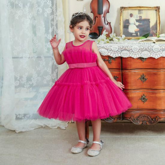 New Children's One-Shoulder Pearl Embroidered Princess Dress for Summer