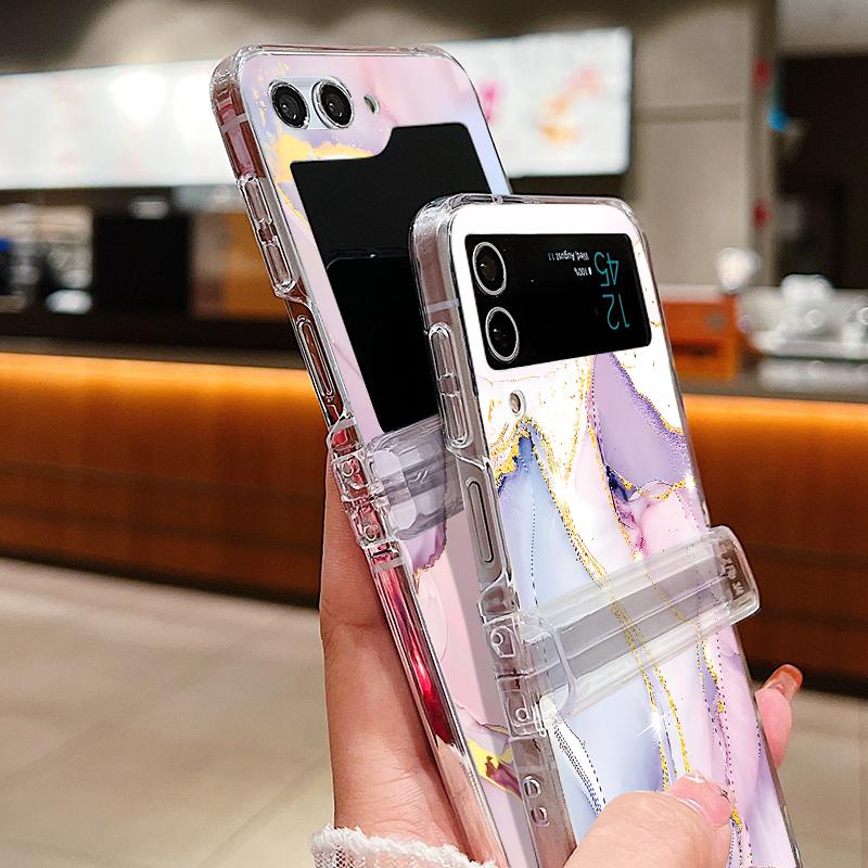Marble Pattern Case For Samsung Galaxy Z Flip7 Flip6 Flip5 5G Hard PC Clear Folding Phone Cover For Galaxy Z Flip 7 5 4 6 3 5G
