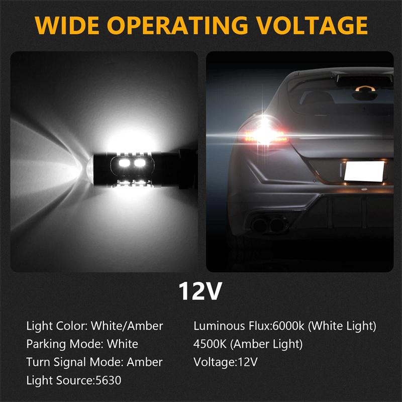 10X Led Light Dual Color Bulb T25 3157 P27-7W 5630 20Smd Canbus Car Brake Reverse Lamp Turn Signal White Amber