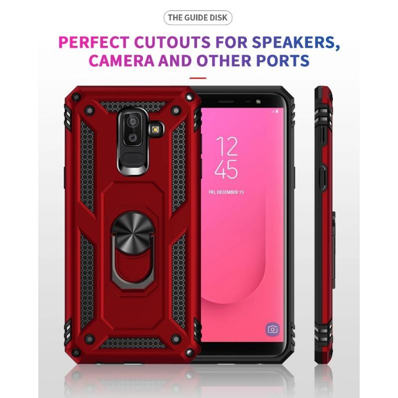 Stötsäkert Pansar Bil Magnetiskt Telefonfodral För Samsung Galaxy J8 A6 A7 A8 A9 Plus 2018 A9S Star Pro A2 Core A750 Ringhållare Fodral