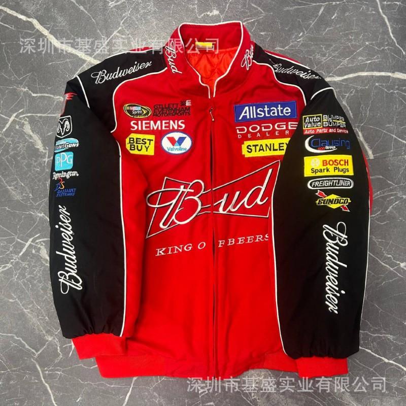 Men Women Racing Style Motorcycle Jacket Winter Thermal Cycling Outerwear Embroidered Sportswear Street Riding Track Use