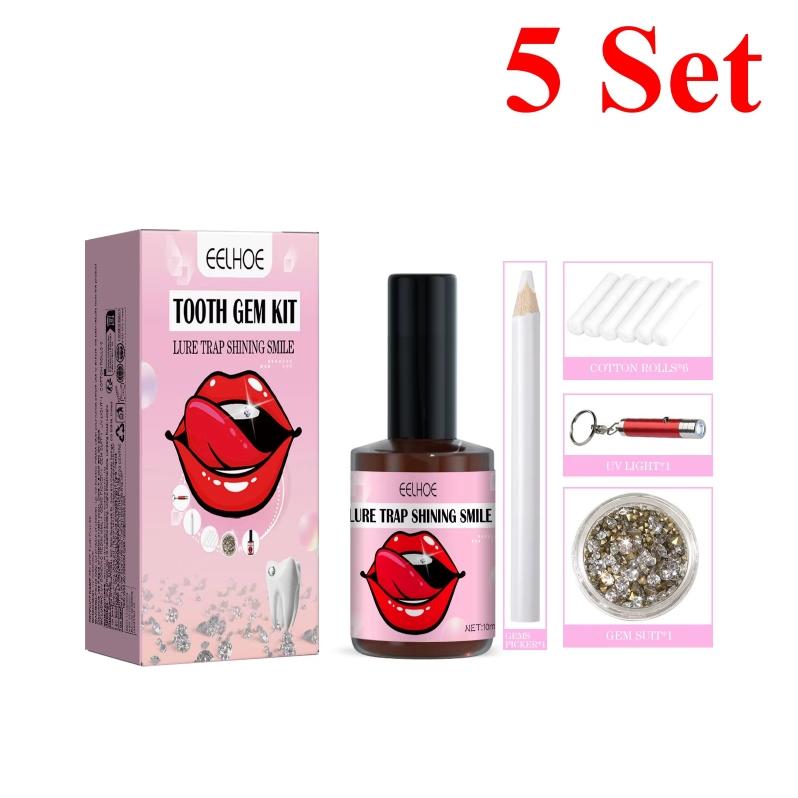 Kit de Joyas Dentales DIY Fácil de Quitar e Instalar Pegamento Super Pegajoso Resina Anti-caída Cristal Joyería Decoración Dental Kit de Joyería