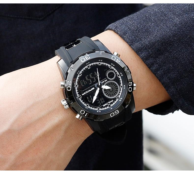 Sanda Multifunctional Waterproof Sports Watch for Students and Men - Black Technology Style