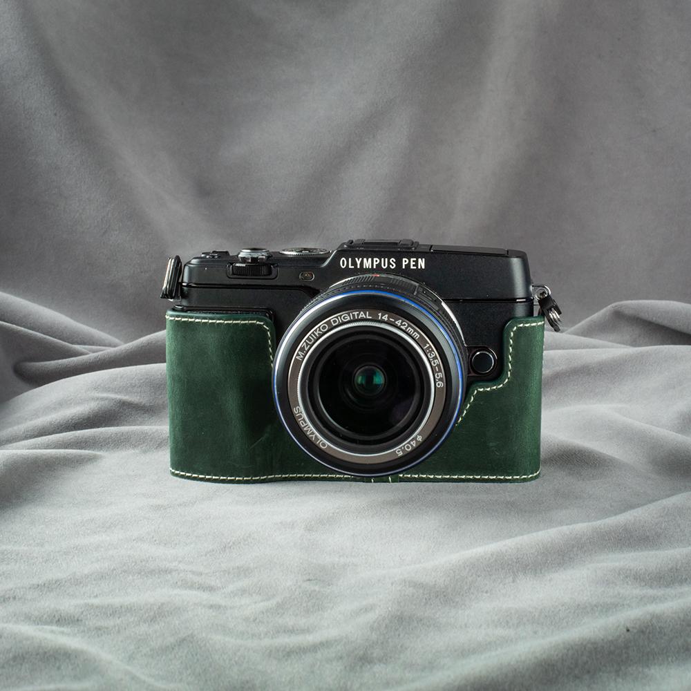 Leather Camera Bag Half Base Body Case Cover For OLYMPUS PEN E-P5 Vintage Protective Case Camera Photography Accessories