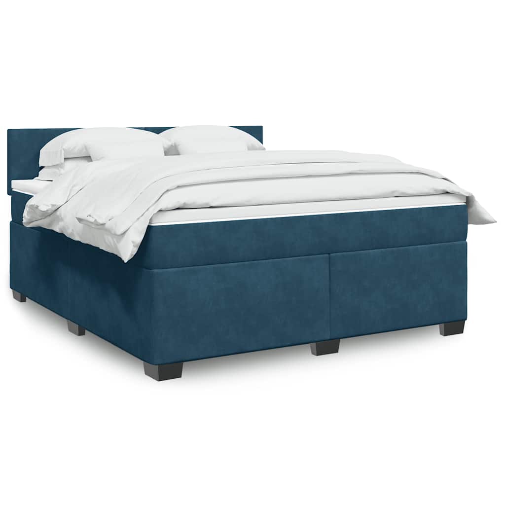 Box Spring Bed with Mattress Blue 180 x 200 cm Velvet