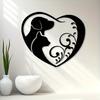 Pet Heart Shape Metal Wall Art Black Silhouette Dog Cat Lover Gift Indoor Outdoor Decor