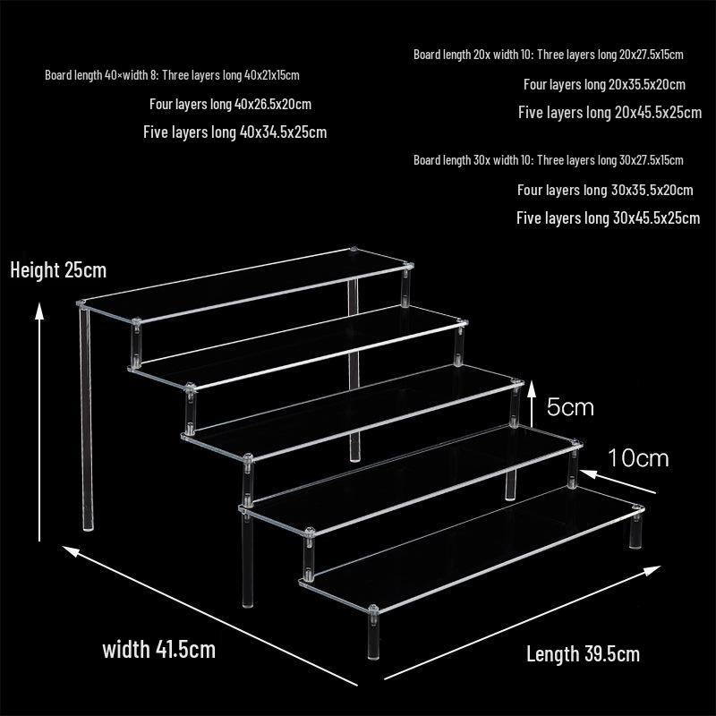 Clear Acrylic Tiered Display Stand for Figurines, Dolls & Jewelry