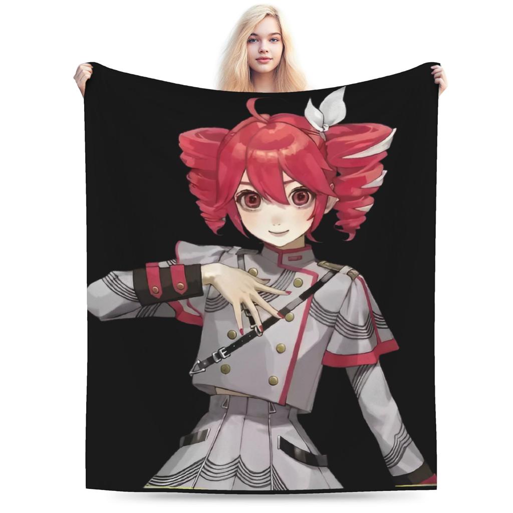 Kasane Teto Velvet Throw Blanket Anime Vtuber Blanket for Sofa Office Warm Plush Thin Quilt
