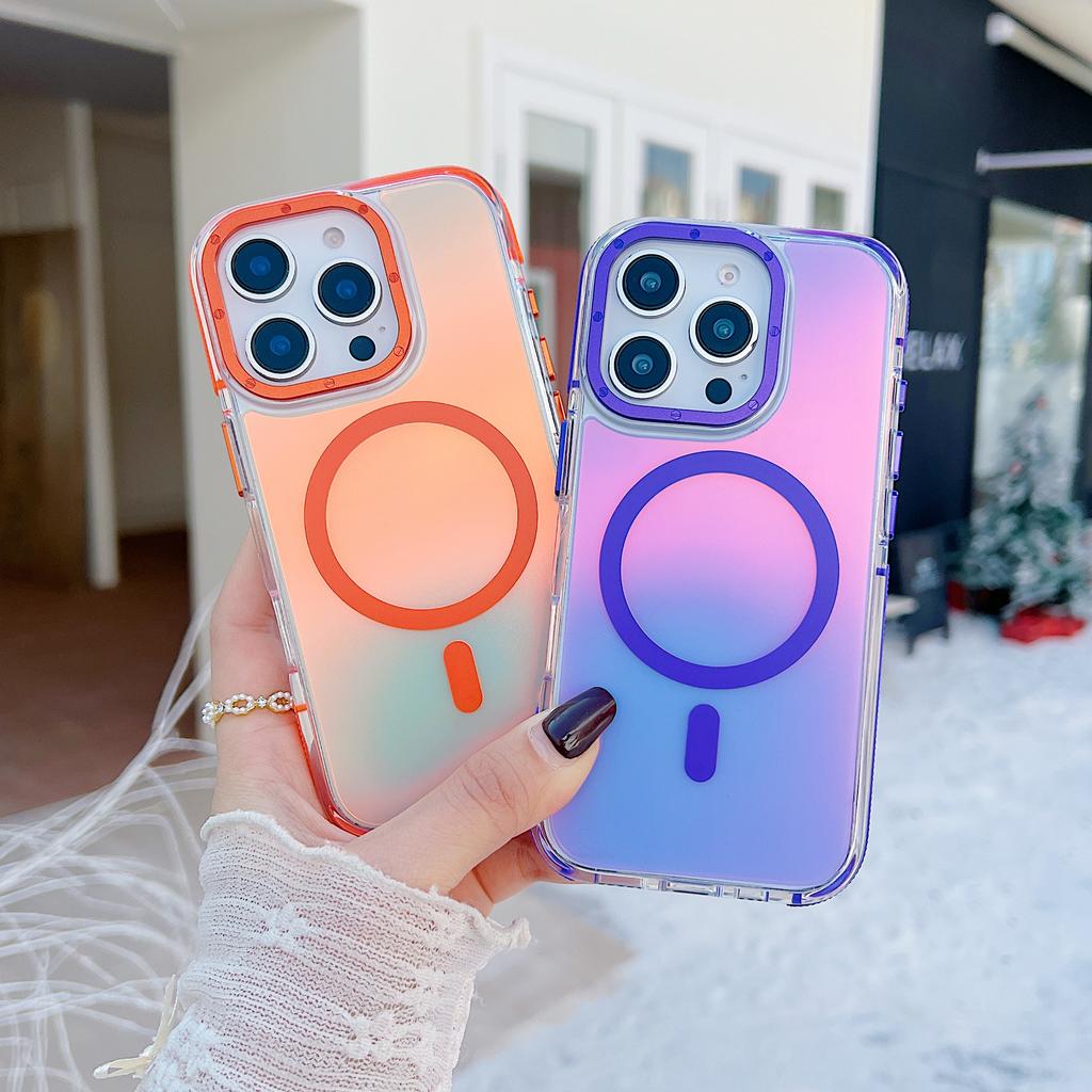 For iPhone 16 Pro Case Compatible with MagSafe Color Changing TPU Acrylic Phone Back Cover