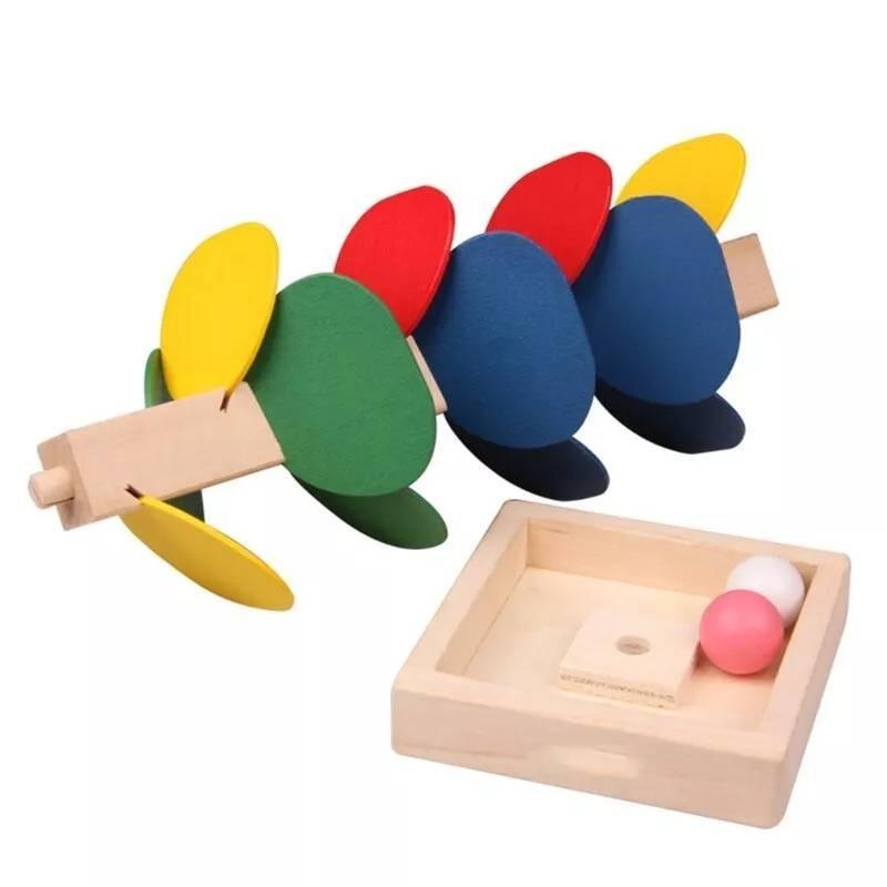 Colorful Wooden Leaf Tower Marble Game For Kids Educational Assembly Toy