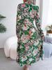 Turndown Collar Print Flower Button Dress High Waist Elegant  Shirt Dress for Women Long Sleeve Loose Dresses Causal Dress