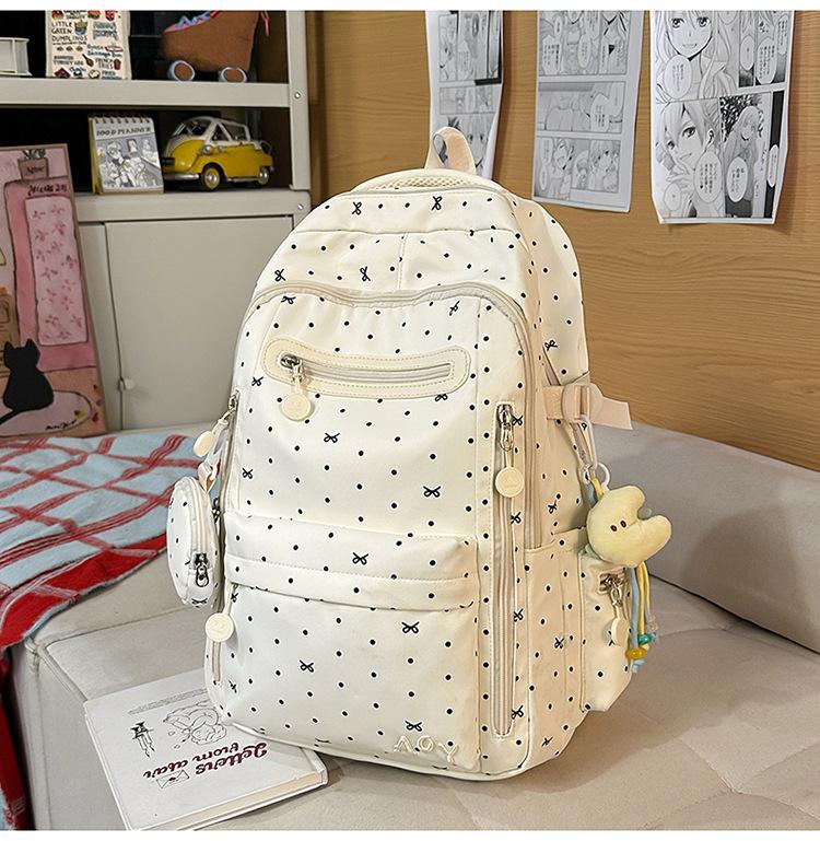 Schoolbag Korean version of simple casual backpack female niche design sense campus college student schoolbag going out lightweight travel backpack