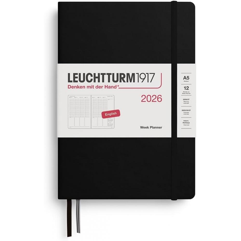 Leuchtturm1917 Leuchtturm Notebook Starting January 2026 A5 Weekly Vertical Black 372759 Regular Imported Product A5 Black