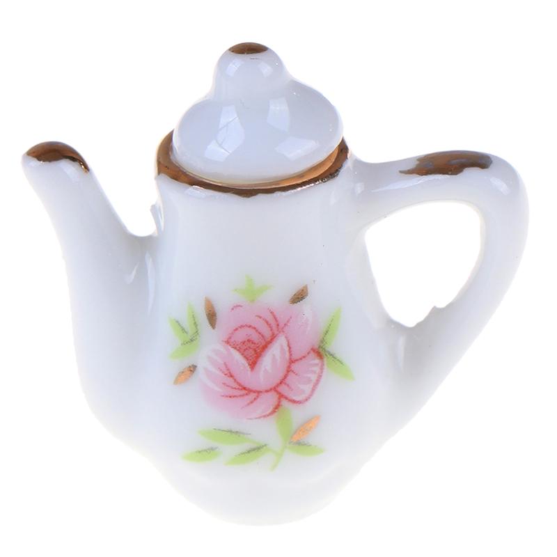 8Pcs 1/12 Dollhouse Miniature Dining Ware Porcelain Tea Set Dish Cups