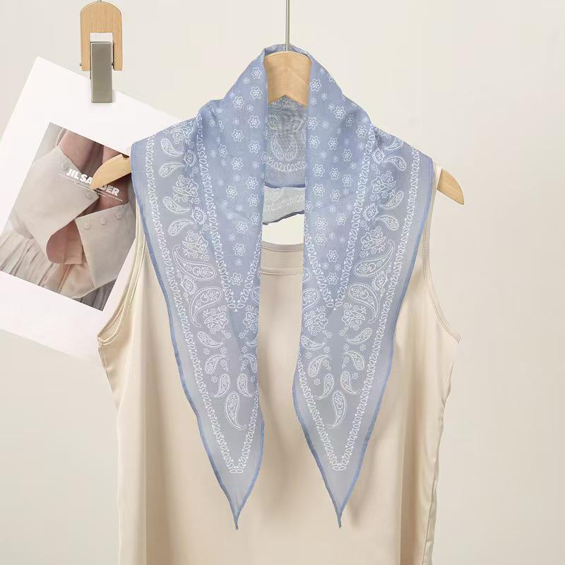 Women's Silk Square Scarf - Cashew Flower Bandana, Elegant Neck Accessory for 2025 