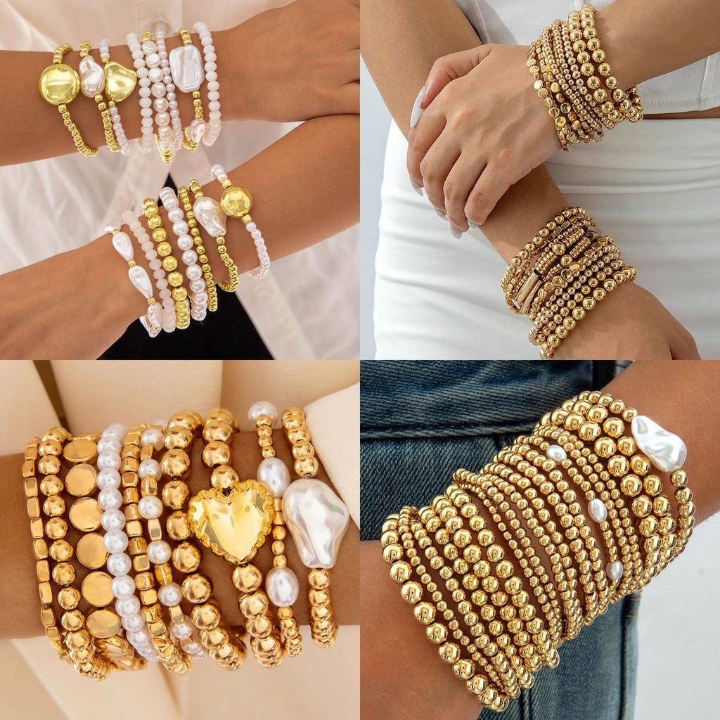 Love Imitation Multi-layer Pearl Bracelet Set Temperament High-end Beaded Bracelet Jewelry Set