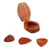 Gitarrenplektrumhalter Holz Klein Tragbar Glatte Oberfläche Gitarrenzubehör Aufbewahrungskoffer mit 3 Plektren