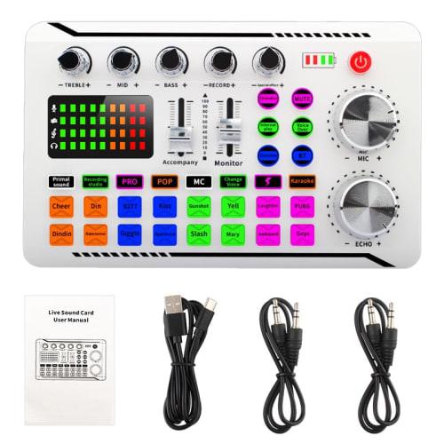 BONKYO M998 Karaoke Microphone Set for Home DJs, F998 DJ Mixer Set, Live Sound Card, Male/Female Voice Changer/Audio Mixer, Streaming Equipment for Co