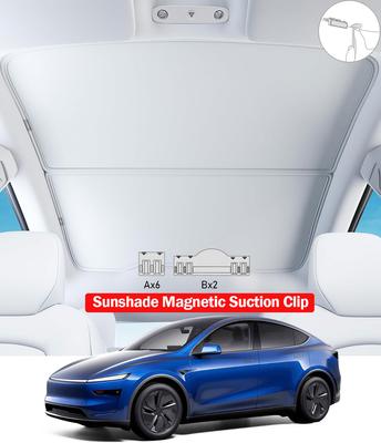 2026 For Tesla Model Y Juniper Sunshade Magnetic Suction Clip Sunroof Honeycomb Sunshades Model 3 Highland Skylight Accessory