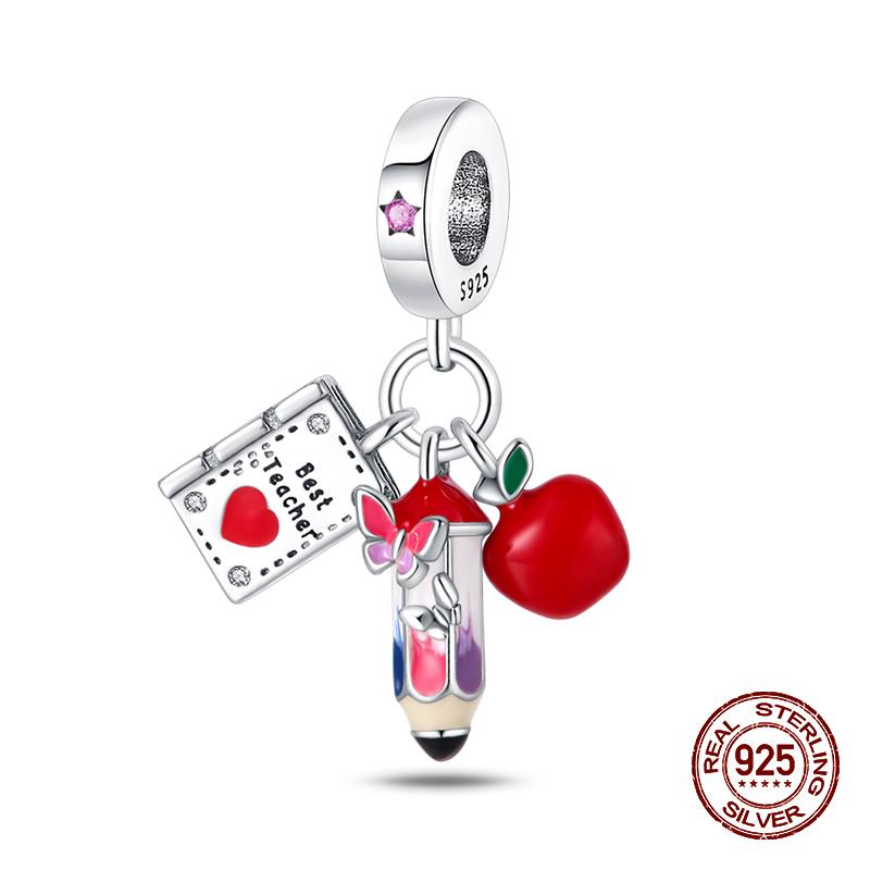 100% 925 Sterling Silver Guitar Musician Painter Doctor Career Charm Bead Fit 925 Original Bracelet DIY Souvenir Jewelry