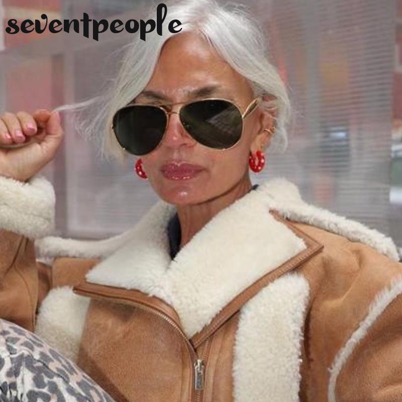 Oversized Pilot Sunglasses Women  Luxury Brand Vintage Oval Punk Sun Glasses  For Ladies Retro Steampunk Double Beam Eyewear