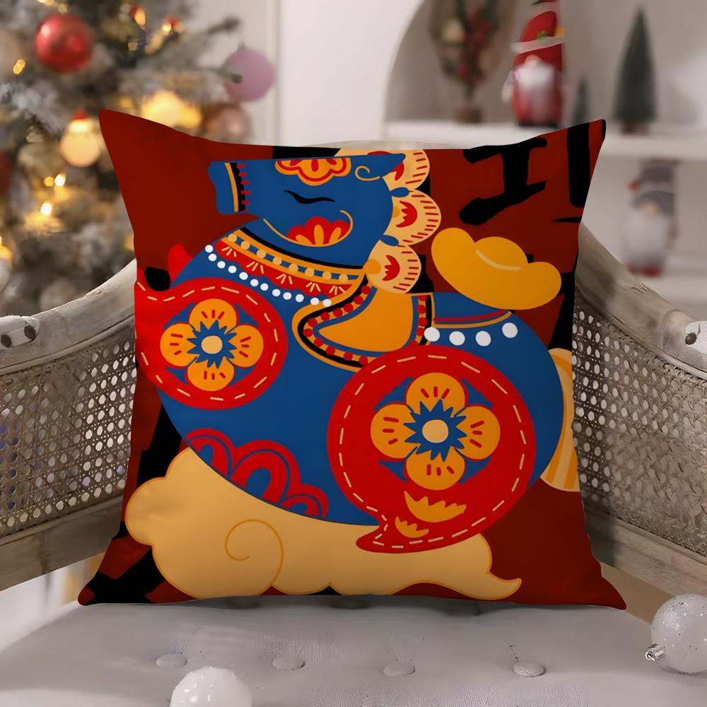 Japanese Traditional Shrine Ritual Prints Pillow Case Comfort Sofa Bed Silky Elegant Invisible Zipper Decorative Cushion Cover