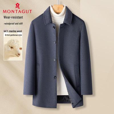 MONTAGUT Men's British Style Wool Blend Overcoat