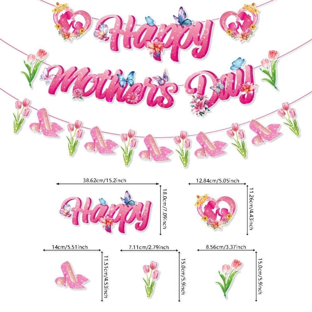 Blumenmuster Banner Dekoration Rosa Buchstabenflaggen Schmuck Neue Hängende Spiralen Party DIY Dekoration