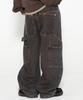XTONZ Xp323 Mud Wash Carpenter Baggy Denim Pants (Black)