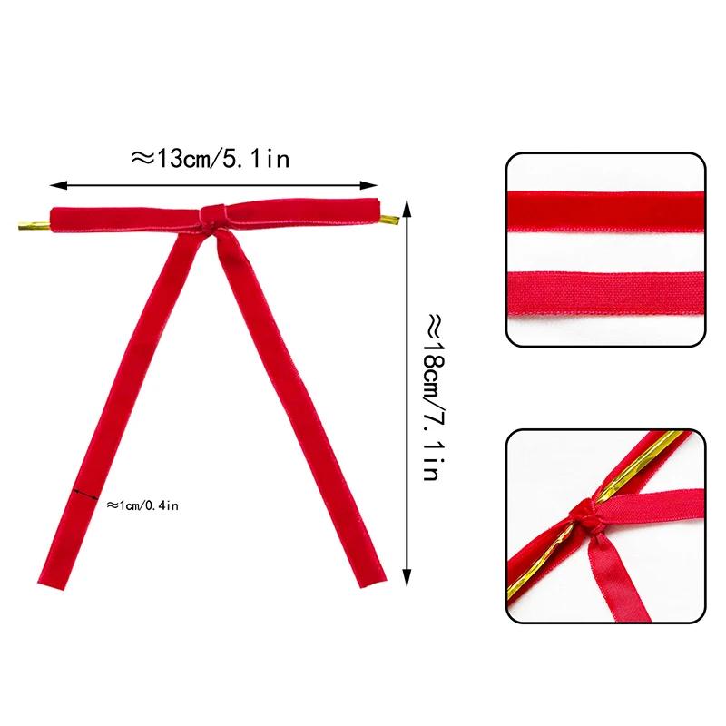 24pcs Velvet Bow Christmas Ribbon Decoration for Xmas Home Decor Tree Wreaths Gift Wrapping DIY Crafts Festive  2025 New Year