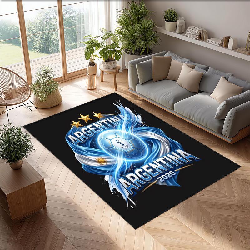 Tappeto in Flanella Stampato Squadra Nazionale di Calcio Argentina Antiscivolo Morbido Poliestere Tappeto per Pavimento Tappetino Decorativo per Interni per Camera da Letto Soggiorno Divano