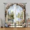 2 Pcs Flower bouquet arch print curtains,suitable for bedroom,living room kitchen decoration,home decoration,window decoration